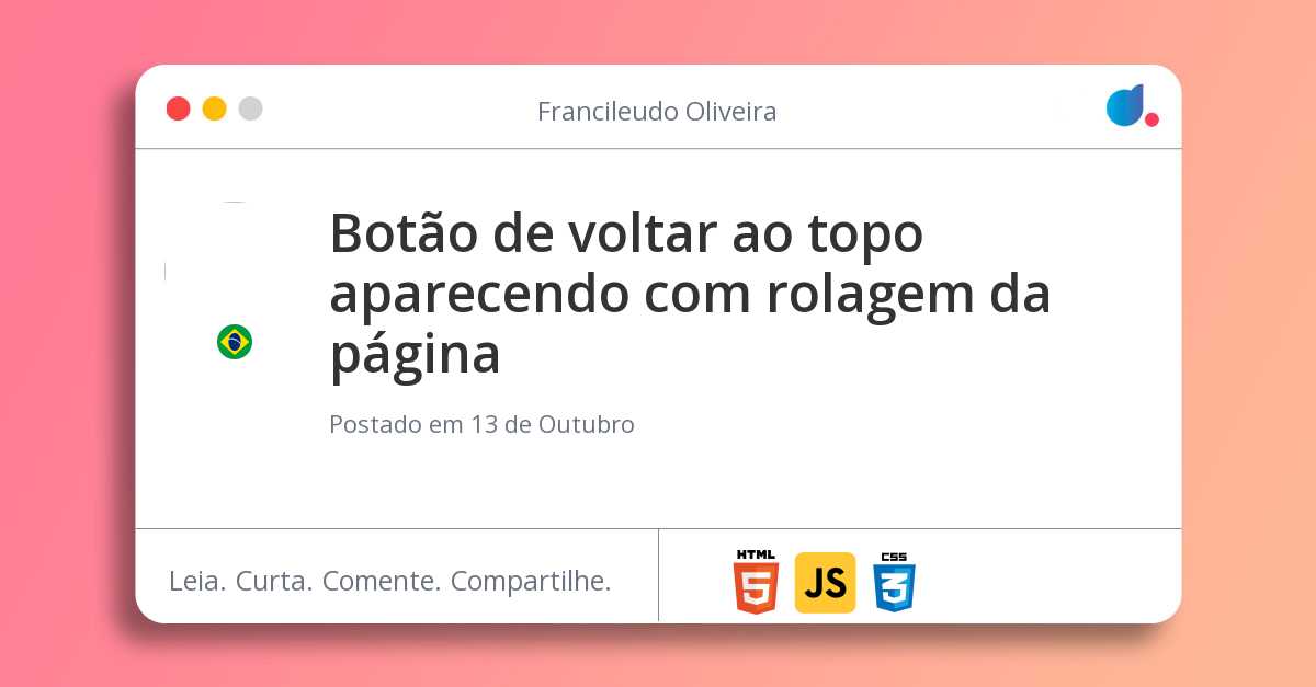Botão de voltar ao topo aparecendo com rolagem da página
